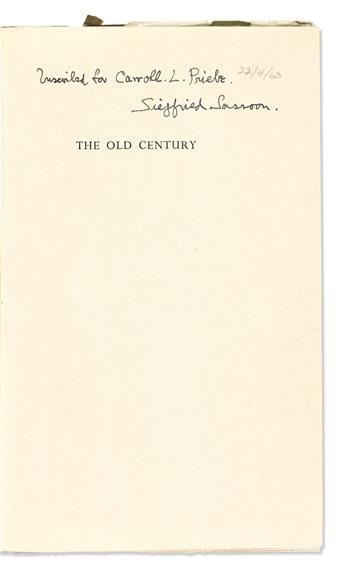 SASSOON, SIEGFRIED. Two copies of The Old Century, one first edition in dust jacket, each Signed.